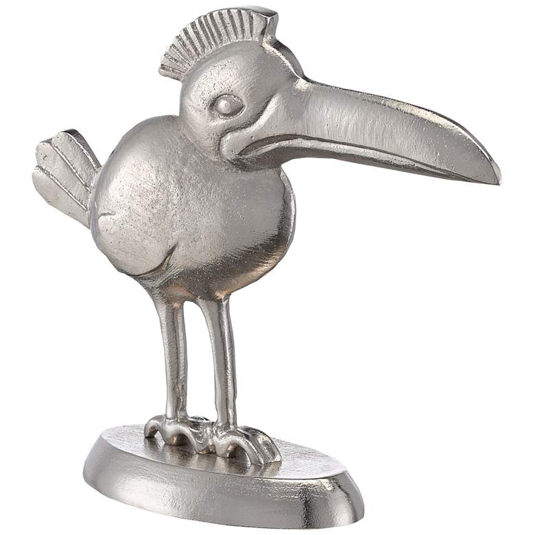 Image 1 Currey and Company Toucan 10 1/2"W Nickel Bird Sculpture