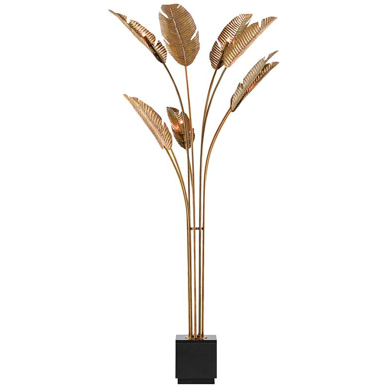 Image 1 Currey &amp; Company Tropical Grande Vintage Brass Floor Lamp