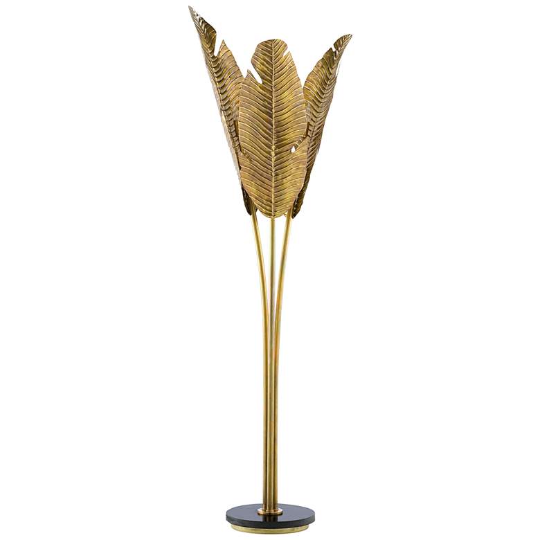 Image 3 Currey & Company Tropical Vintage Brass Metal Floor Lamp
