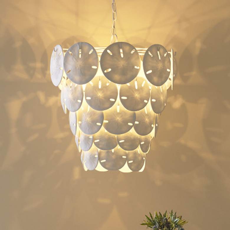 Image 1 Currey & Company Tulum 20" Wide White Shell Coastal Chandelier