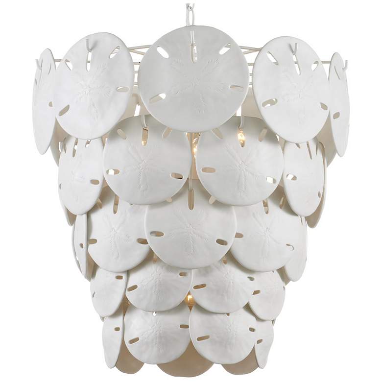 Image 4 Currey & Company Tulum 20" Wide White Shell Coastal Chandelier more views