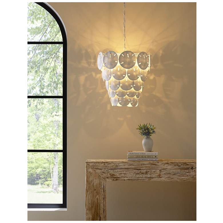 Image 6 Currey & Company Tulum 20" Wide White Shell Coastal Chandelier more views