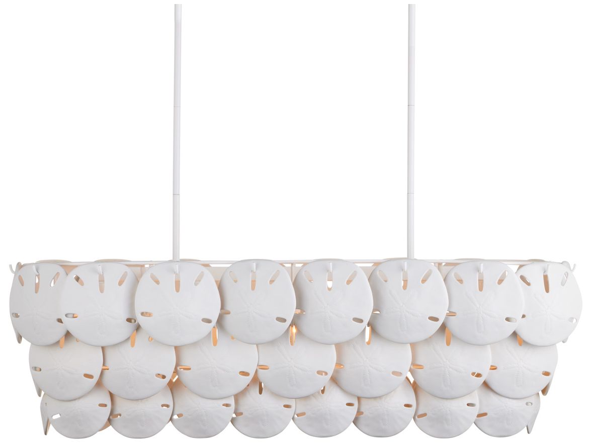 Image 3 Currey & Company Tulum 39" White Coastal Shell Oval Chandelier more views