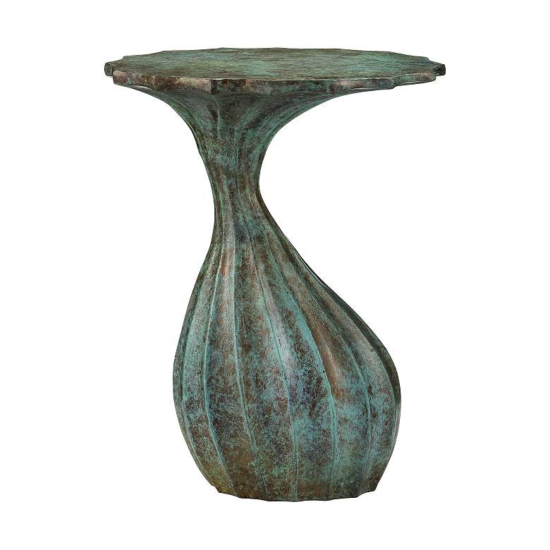 Image 1 Currey & Company Tunis 16" Wide Faux Verdigris Accent Table