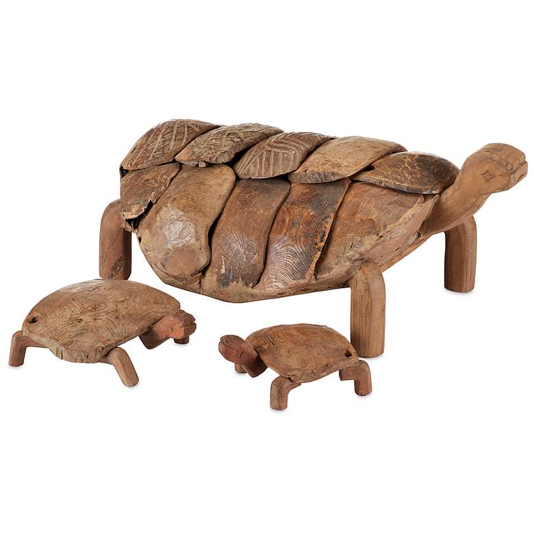 Image 3 Currey & Company Turtle Set of 3 Wooden Turtles more views