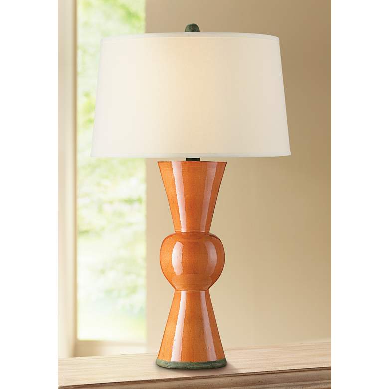 Image 1 Currey &amp; Company Upbeat Orange Terracotta Table Lamp
