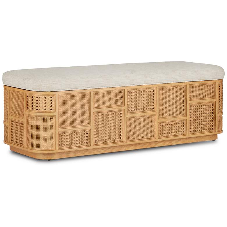 Image 1 Currey & Company Upholstered Anisa Sea Sand Storage Bench Dunmeyer