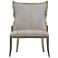 Currey & Company Upholstered Garson Silver Armchair, Fresh Files Linen
