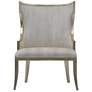 Currey &#38; Company Upholstered Garson Silver Armchair, Fresh Files Linen