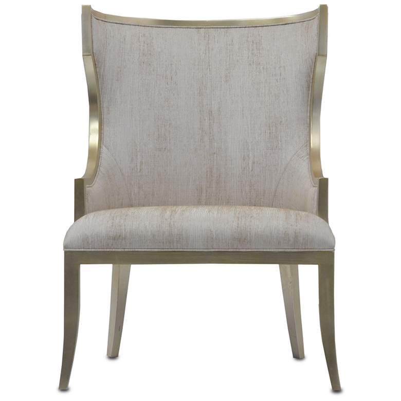 Image 1 Currey & Company Upholstered Garson Silver Armchair, Fresh Files Linen