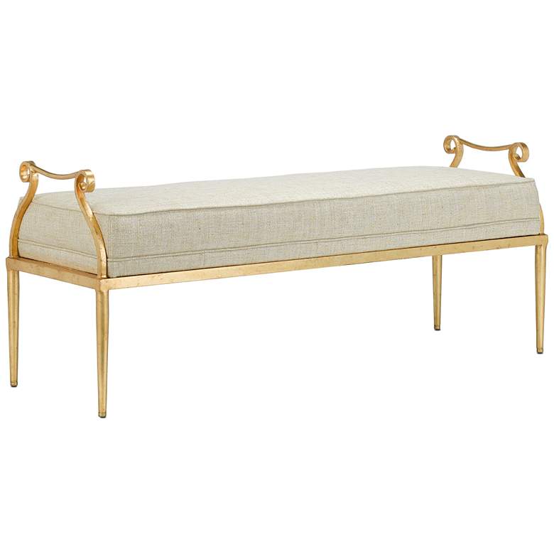 Image 1 Currey & Company Upholstered Genevieve Gold Bench, Sequin Gold Dust