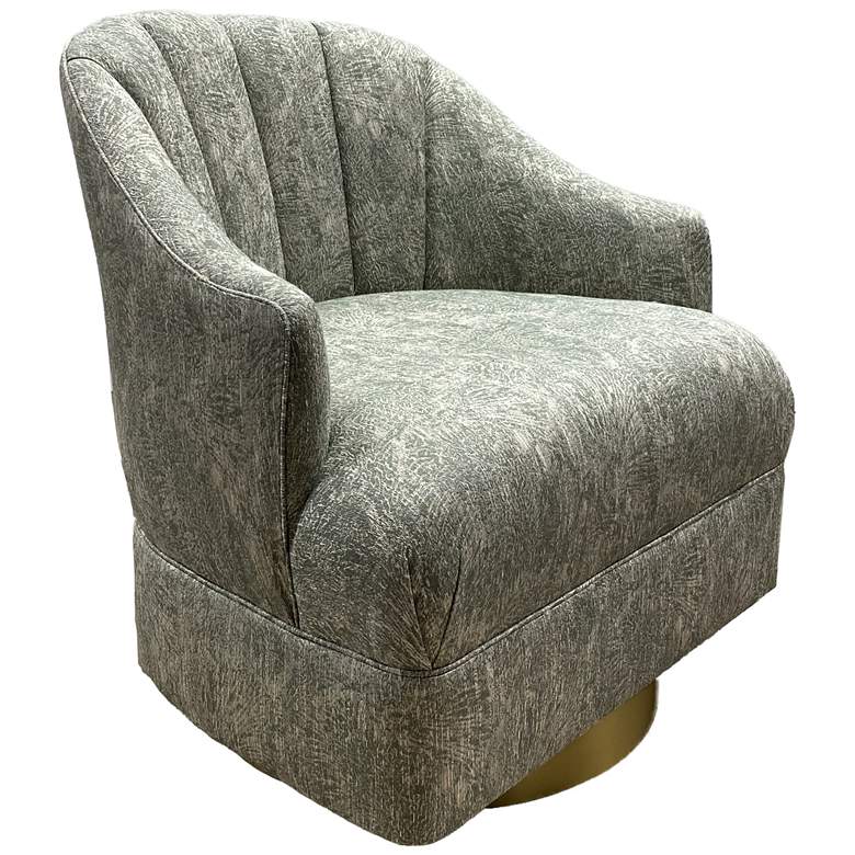 Image 1 Currey & Company Upholstered Inga Swivel Chair, Cindaria Celadon