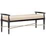 1_Currey & Company Upholstered Perrin Black Bench, Finn Natural
