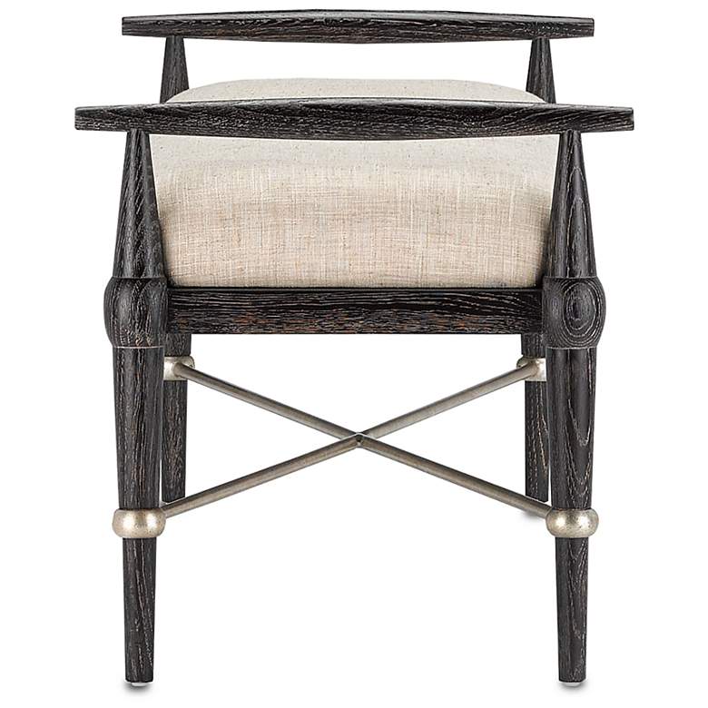 Image 3 Currey & Company Upholstered Perrin Black Bench, Finn Natural more views
