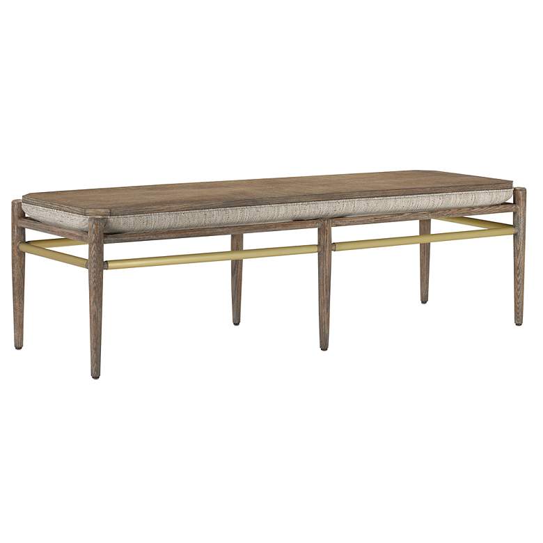 Image 2 Currey & Company Upholstered Visby Light Pepper Bench, Calcutta Linen more views