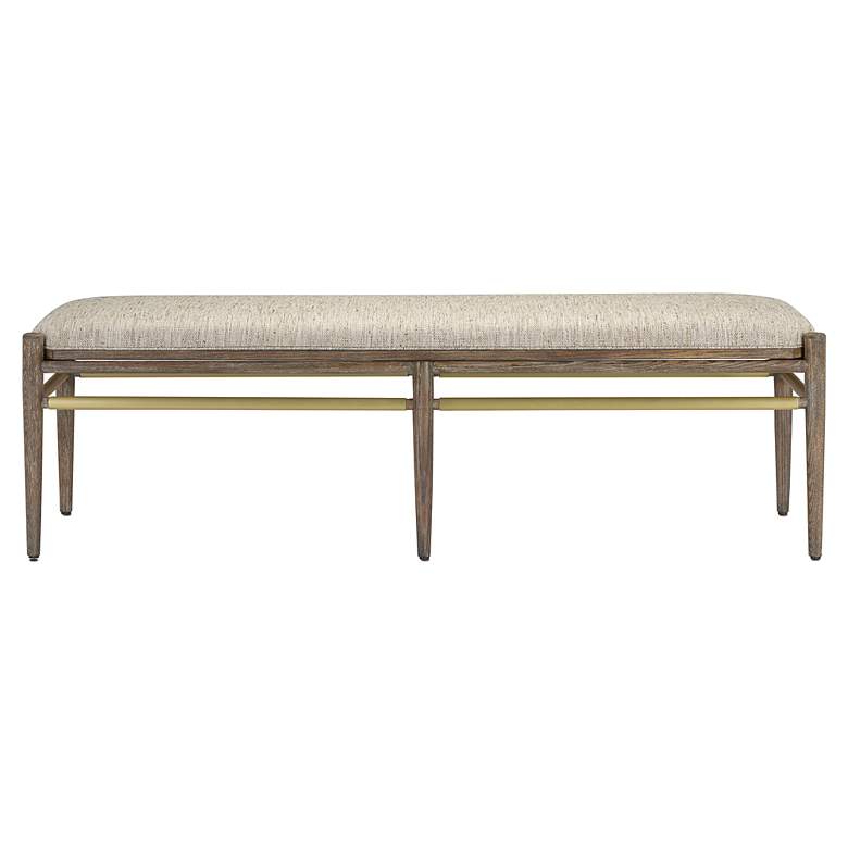 Image 3 Currey & Company Upholstered Visby Light Pepper Bench, Calcutta Linen more views