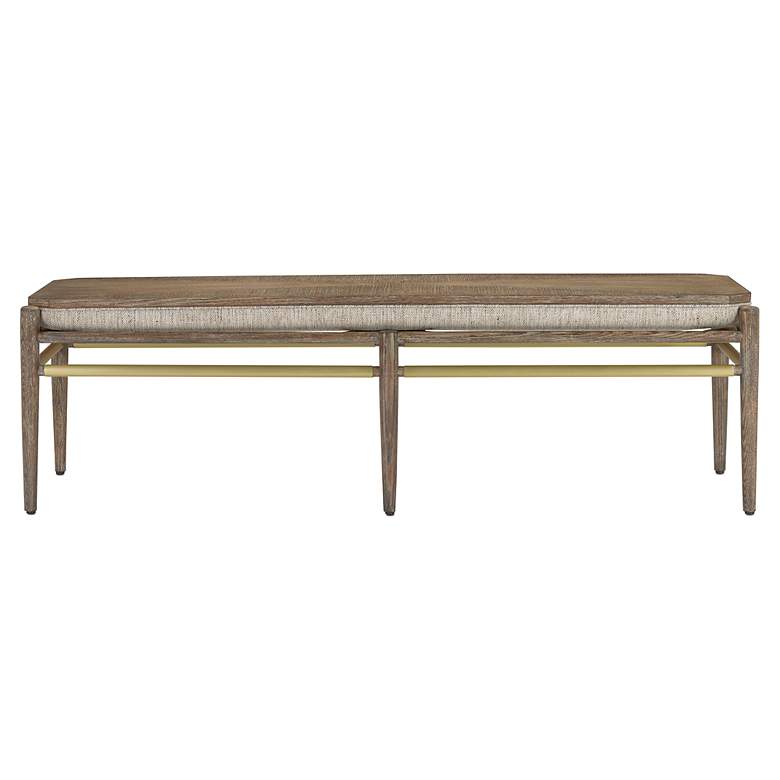 Image 4 Currey & Company Upholstered Visby Light Pepper Bench, Calcutta Linen more views