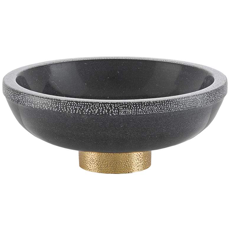 Currey and Company Valor Black and Brass 4 3/4&quot;H Marble Bowl