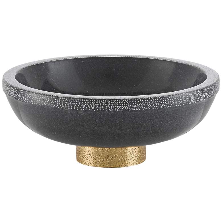 Image 1 Currey and Company Valor Black and Brass 4 3/4"H Marble Bowl
