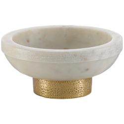 Currey &amp; Company Valor White and Brass 3 3/4&quot;H Marble Bowl