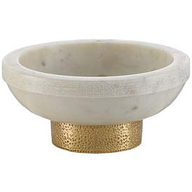Image1 of Currey & Company Valor White and Brass 3 3/4"H Marble Bowl