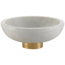 Currey and Company Valor White and Brass 4 3/4&quot;H Marble Bowl