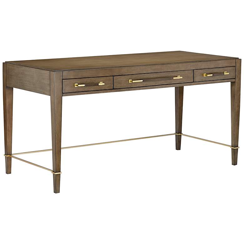 Image 2 Currey and Company Verona 60" Wide Chanterelle 3-Drawer Desk