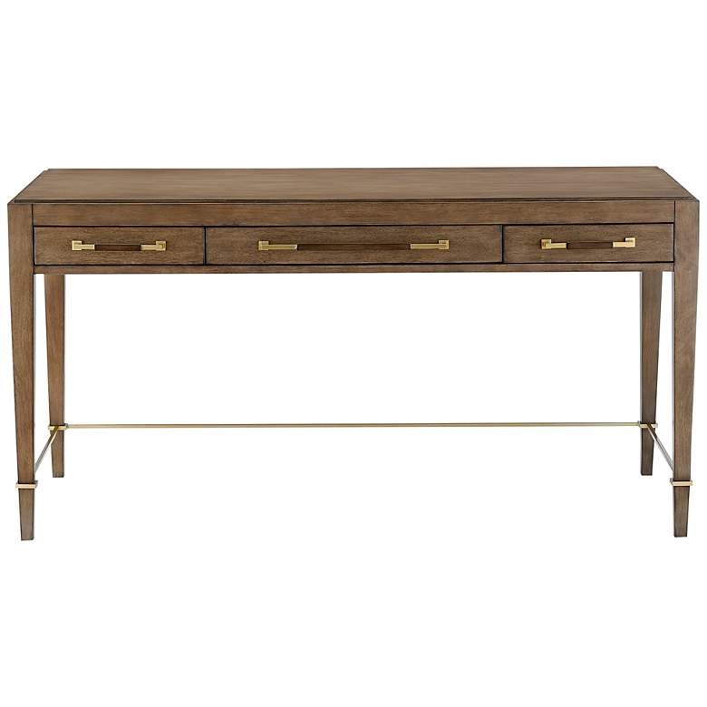 Image 6 Currey and Company Verona 60 inch Wide Chanterelle 3-Drawer Desk more views