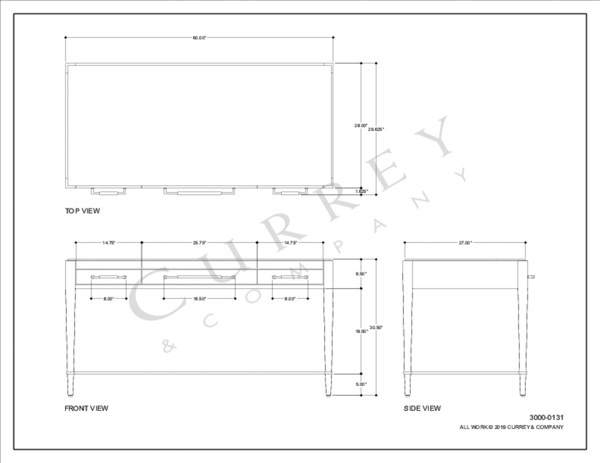 Currey and Company Verona 60" Wide Chanterelle 3-Drawer Desk in scene