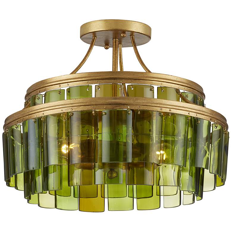 Image 2 Currey & Company Vintner 15 1/2" Gold Green Glass Ceiling Light