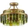 Thumbnail2 of Currey & Company Vintner 15 1/2" Gold Green Glass Ceiling Light