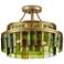 Currey & Company Vintner 15 1/2" Gold Green Glass Ceiling Light
