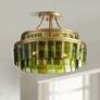 Thumbnail1 of Currey & Company Vintner 15 1/2" Gold Green Glass Ceiling Light