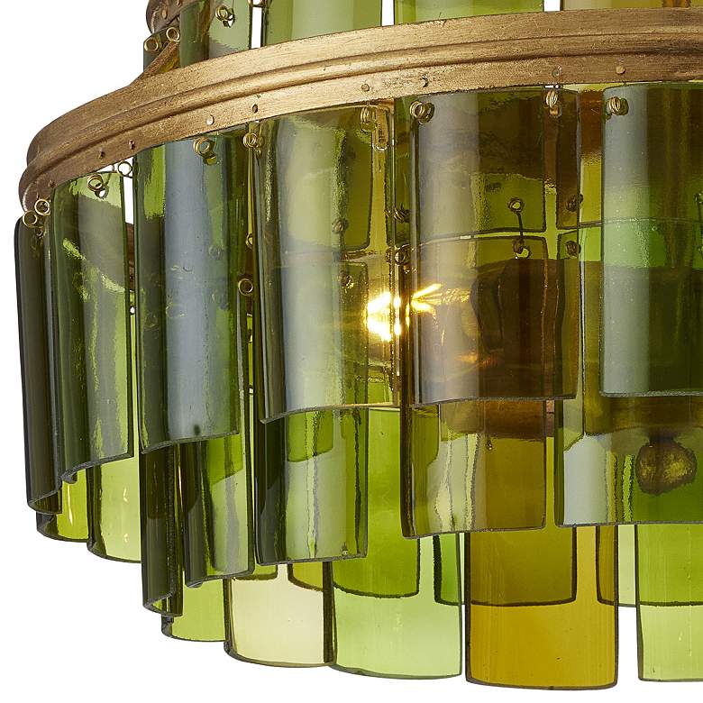 Image 3 Currey & Company Vintner 15 1/2" Gold Green Glass Ceiling Light more views