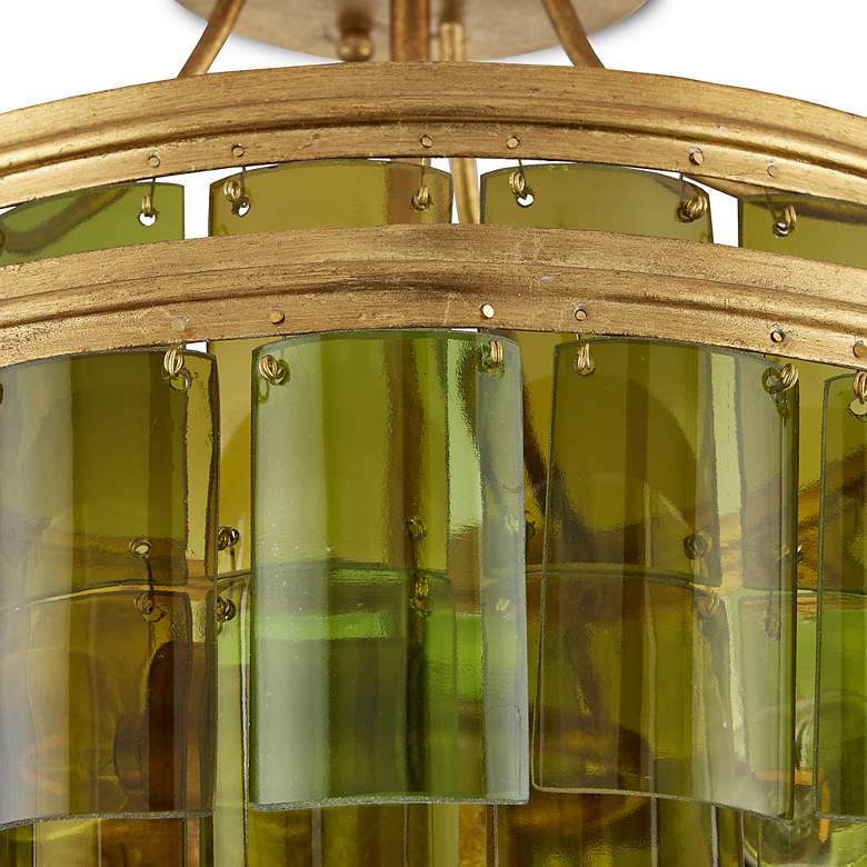 Image 4 Currey & Company Vintner 15 1/2" Gold Green Glass Ceiling Light more views
