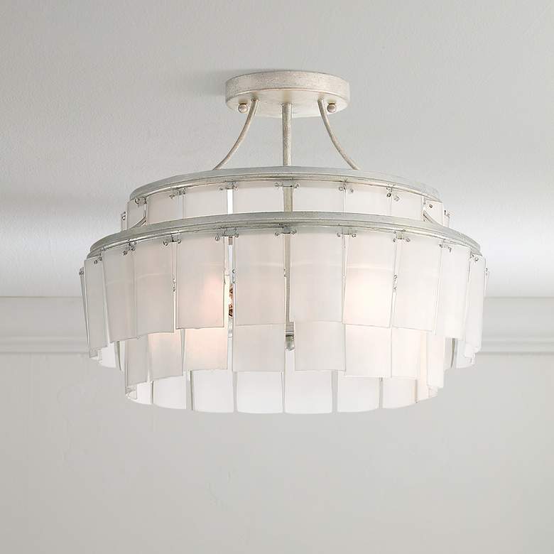 Image 1 Currey and Company Vintner 15 1/2" Wide Blanc Semi-Flush Ceiling Light
