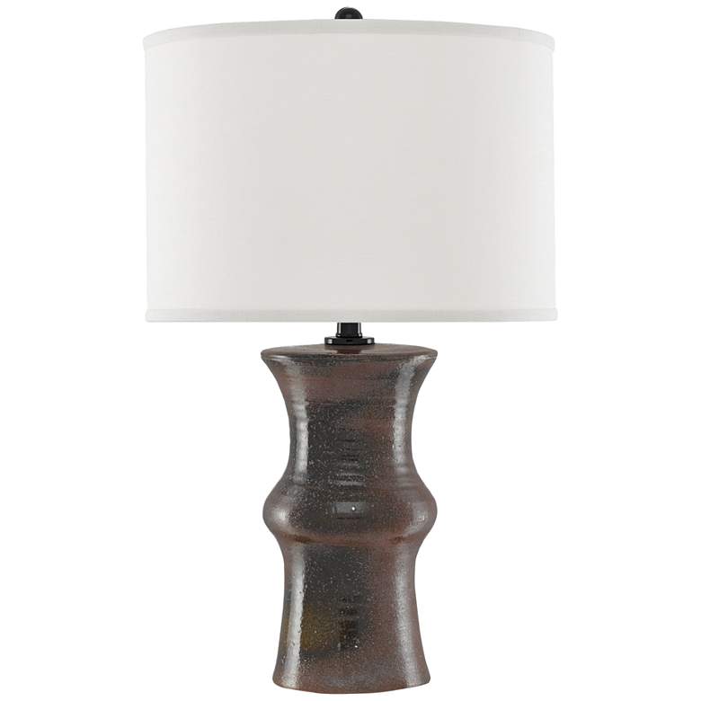 Image 1 Currey and Company Visco Rust Iron Green Ceramic Table Lamp