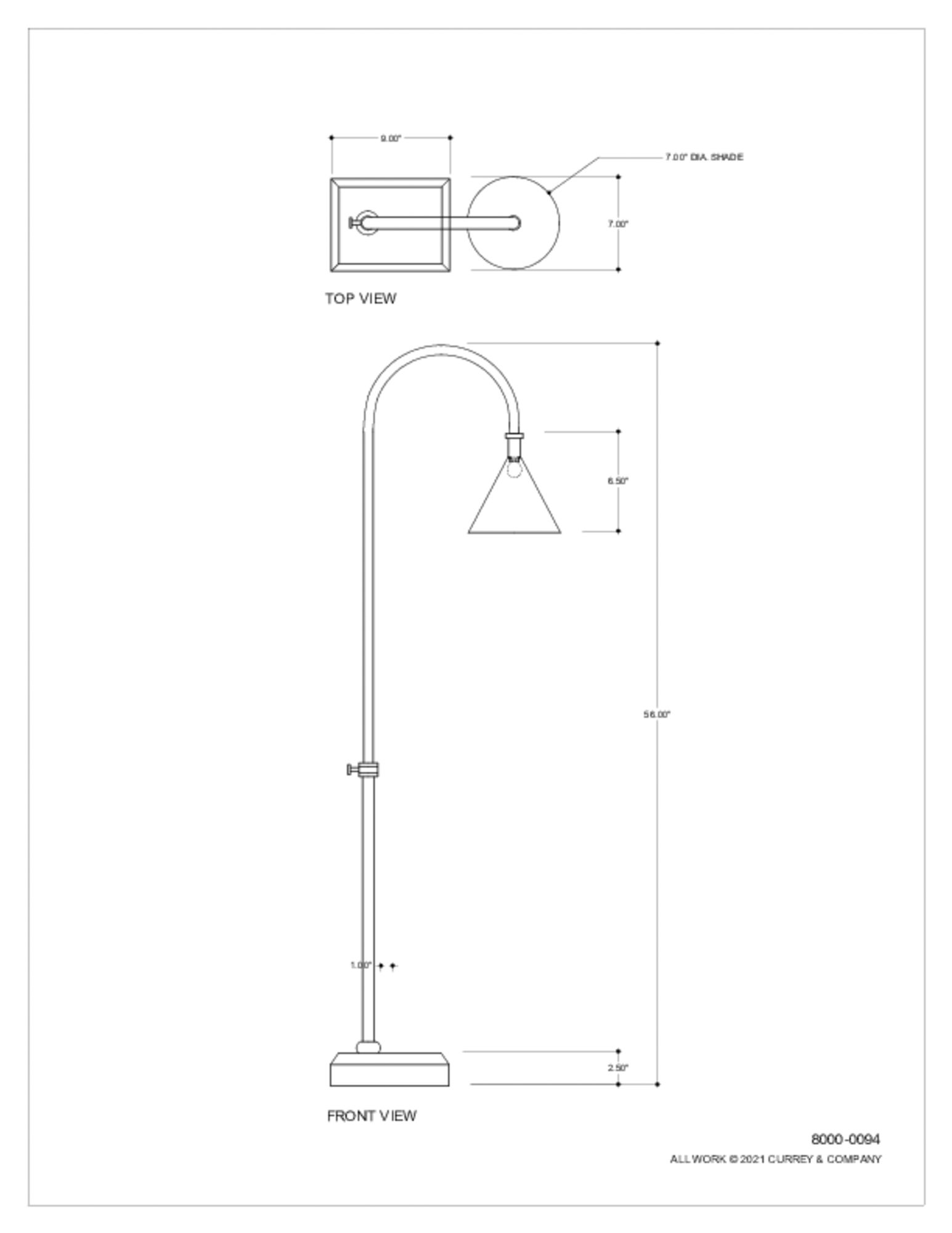 Currey &amp; Company Vision 56" Brass and Granite Arc Floor Lamp in scene
