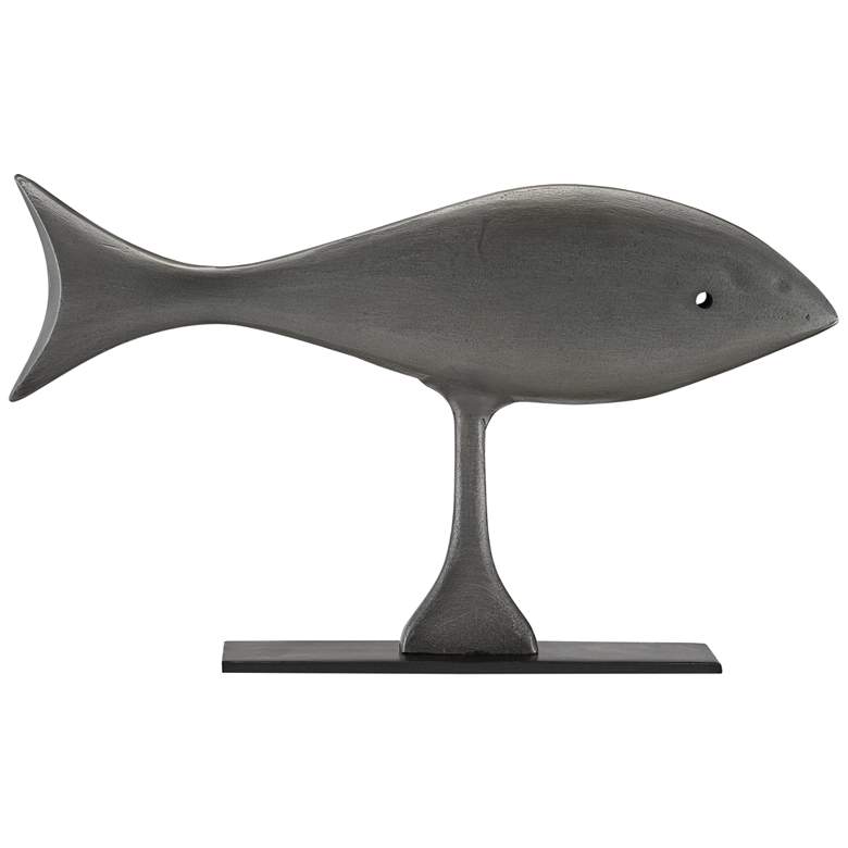 Image 1 Currey and Company Wesley Graphite 13 inch Wide Fish Sculpture