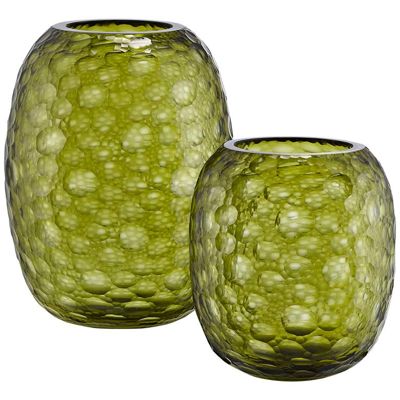 Image 1 Currey and Company Wintergreen Olive Glass Vases Set of 2