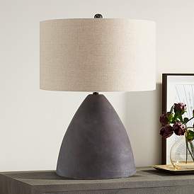Image1 of Currey & Company Zea 27 3/4" Modern Black Terracotta Table Lamp