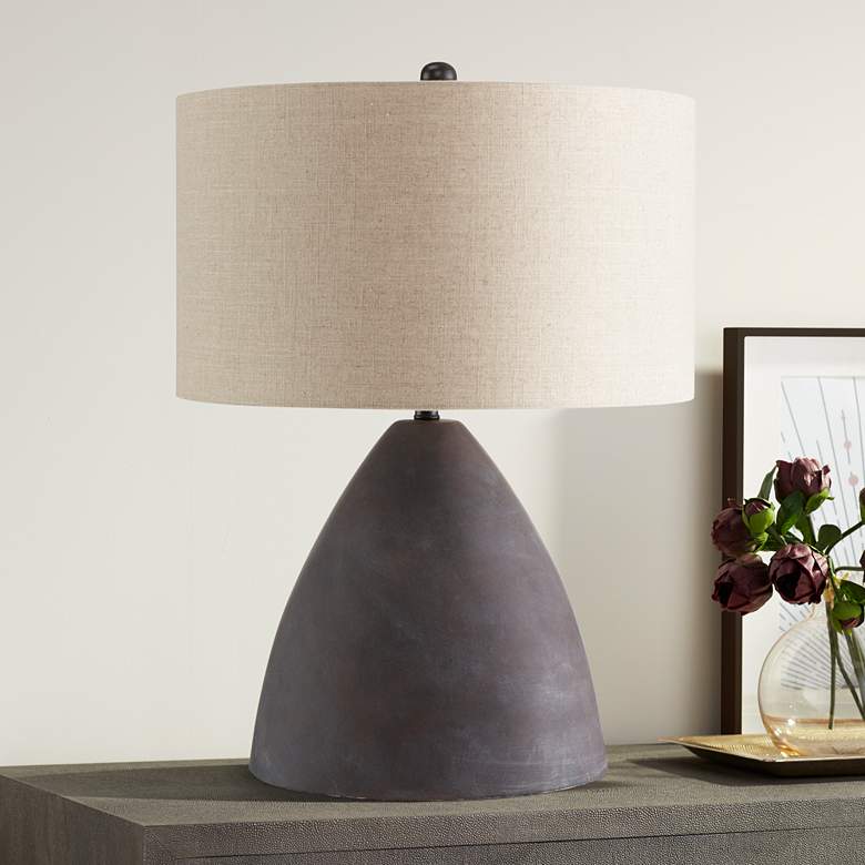 Image 1 Currey & Company Zea 27 3/4" Modern Black Terracotta Table Lamp