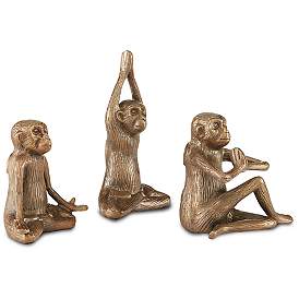 Image2 of Currey and Company Zen Antique Brass Monkey Statues Set of 3 more views