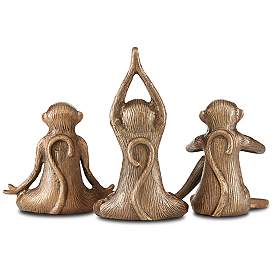 Image3 of Currey and Company Zen Antique Brass Monkey Statues Set of 3 more views