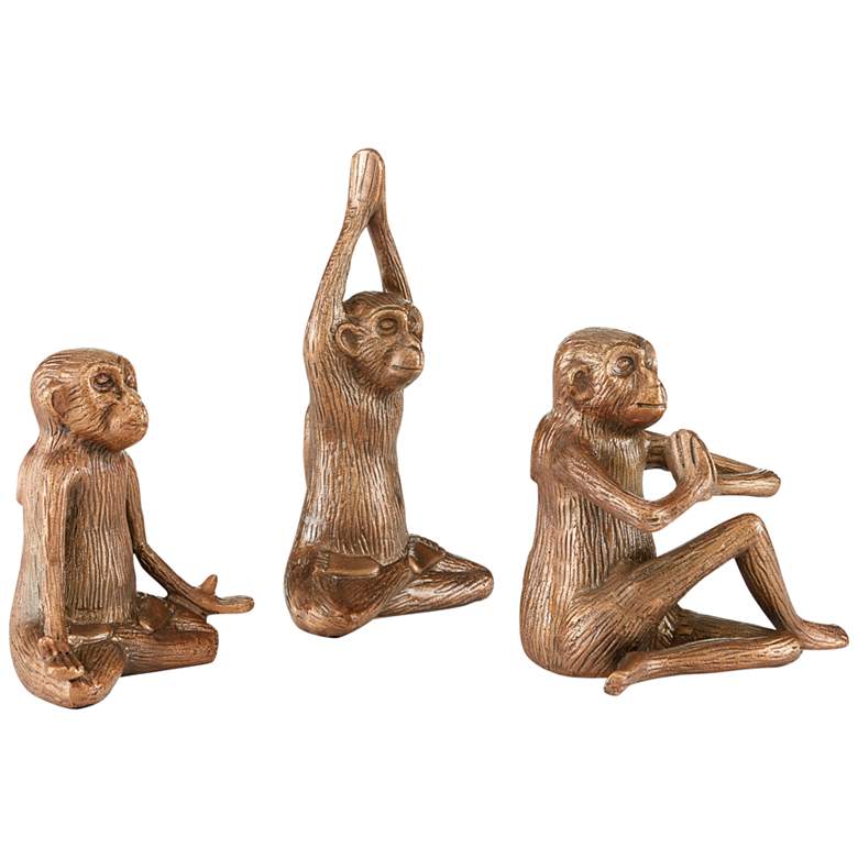 Image 3 Currey and Company Zen Antique Brass Monkey Statues Set of 3 more views