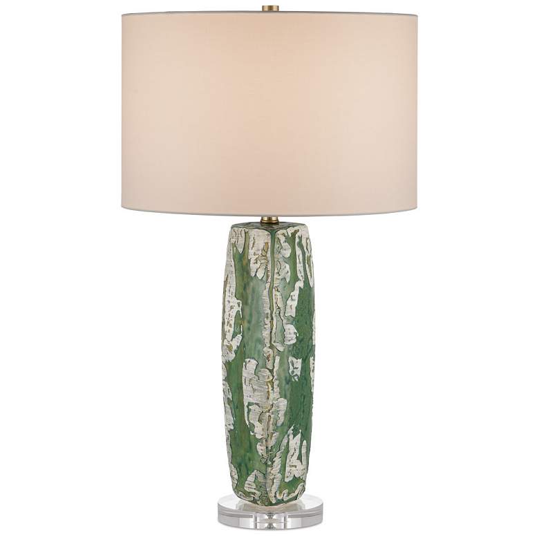 Image 1 Currey & Company Zowan Matte Green w/ Cream Ceramic Table Lamp