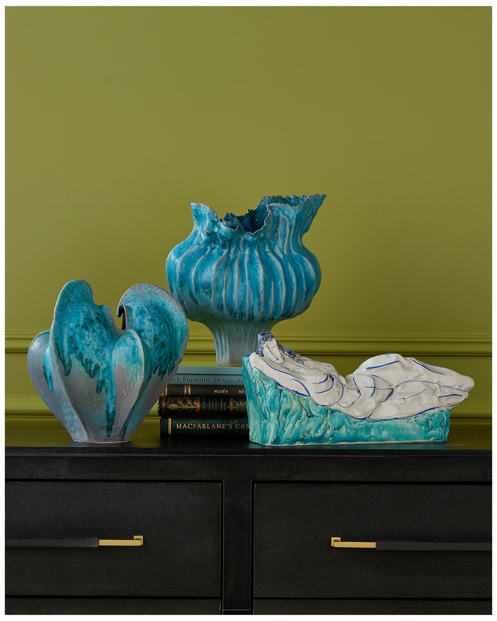 Image 6 Currey & Company 11.75" Free-Form Blue Vase more views