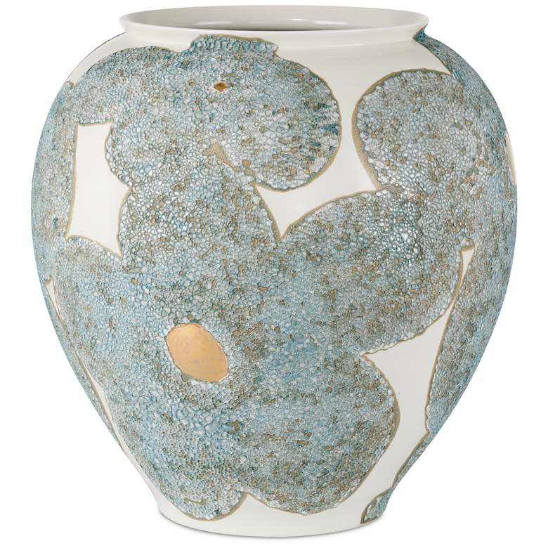 Image 1 Currey & Company 12" Bloom Blue & Ivory Vase