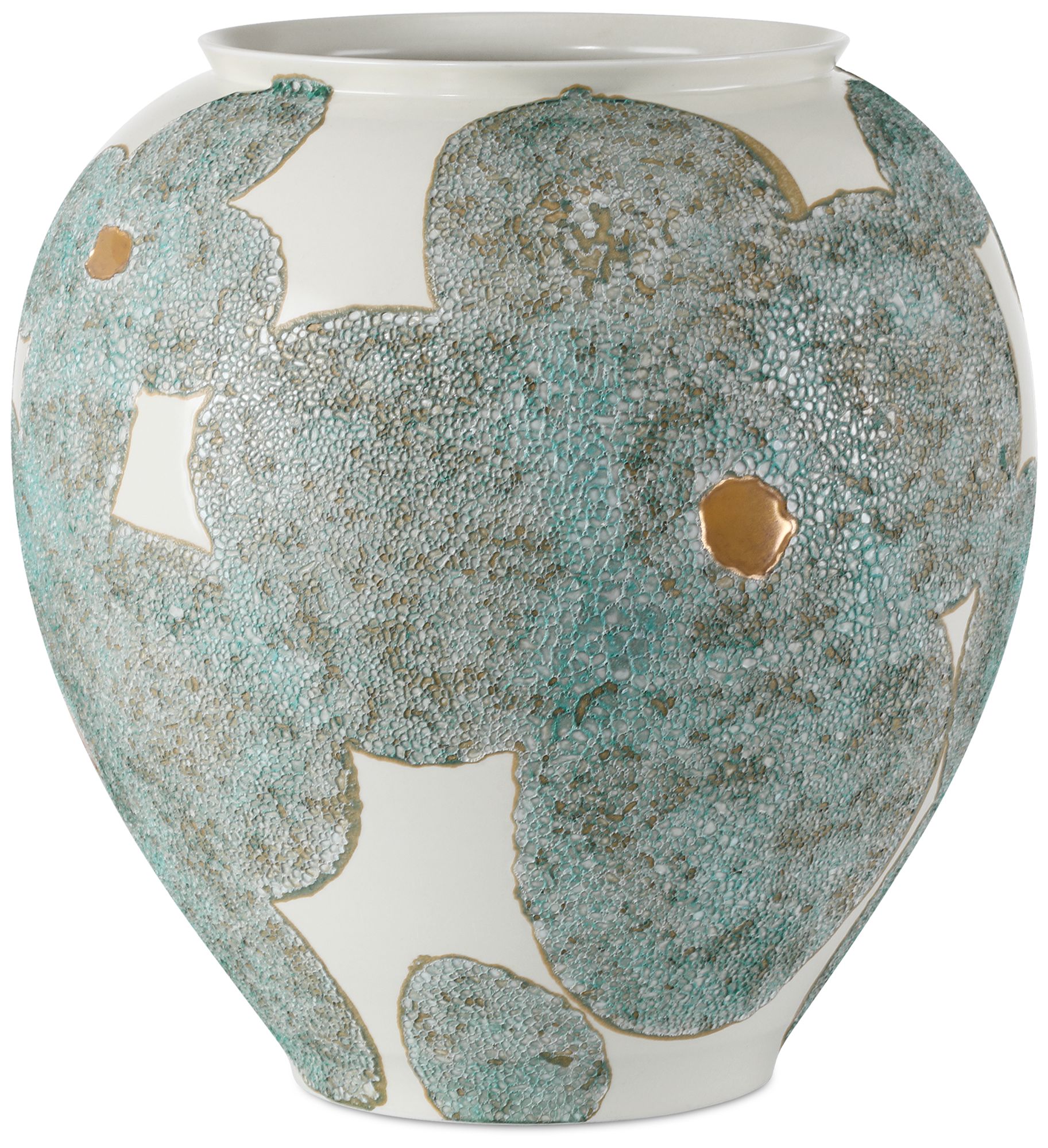 Image 4 Currey & Company 12" Bloom Blue & Ivory Vase more views