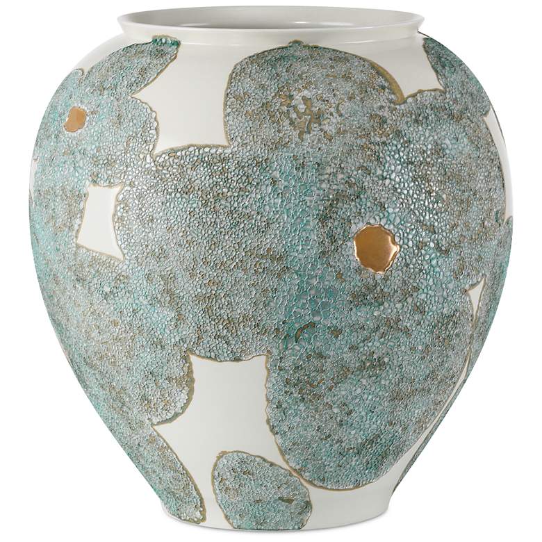 Image 4 Currey & Company 12" Bloom Blue & Ivory Vase more views